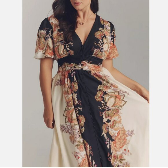 Anthropologie The heynasreen Katerina Button-Front Dress Floral Size 2X NWT Plus - Picture 2 of 7